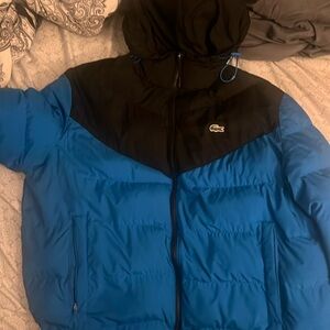 Blue and black Lacoste coat